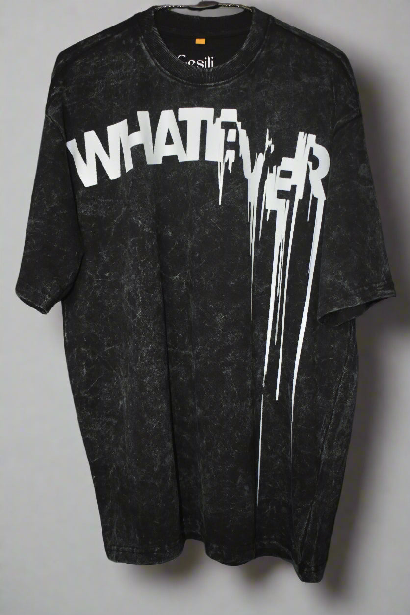 Gesili Distressed Look "Whatever"  Drop shoulder Tee
