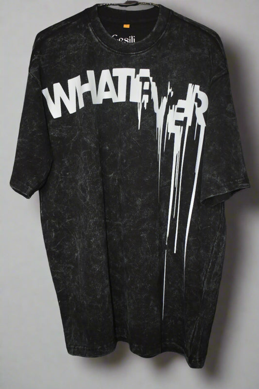 Gesili Distressed Look "Whatever"  Drop shoulder Tee