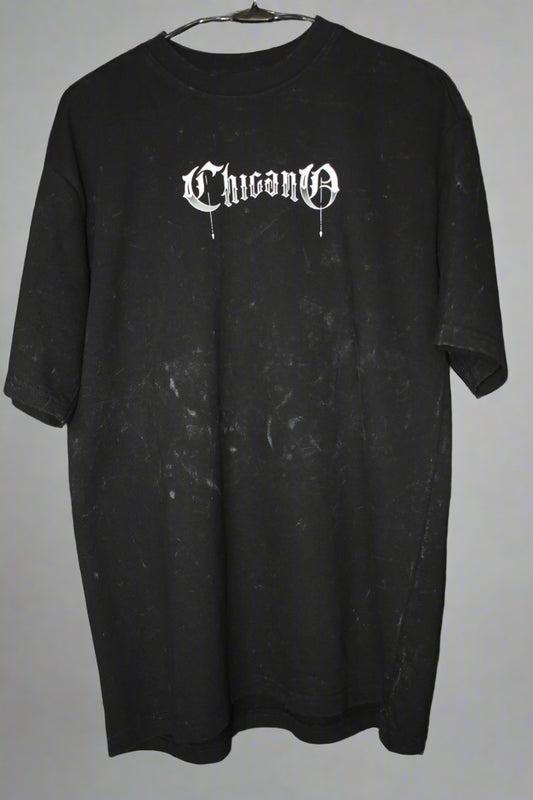 Gesili Chicano Acid Wash Tee – Back Parrot Print Drop Shoulder